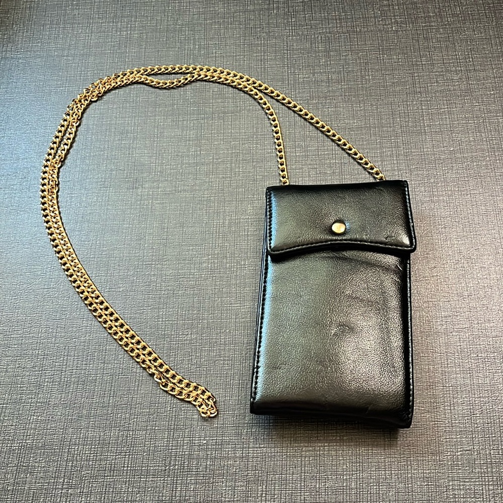 Black shoulder bag with credit card/ID sleeves